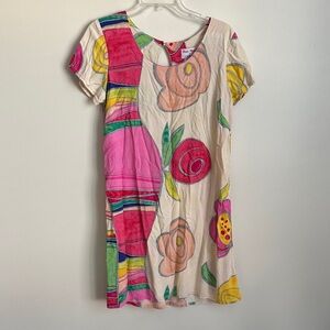 Vibrant Floral Mini Dress / Beach coverup